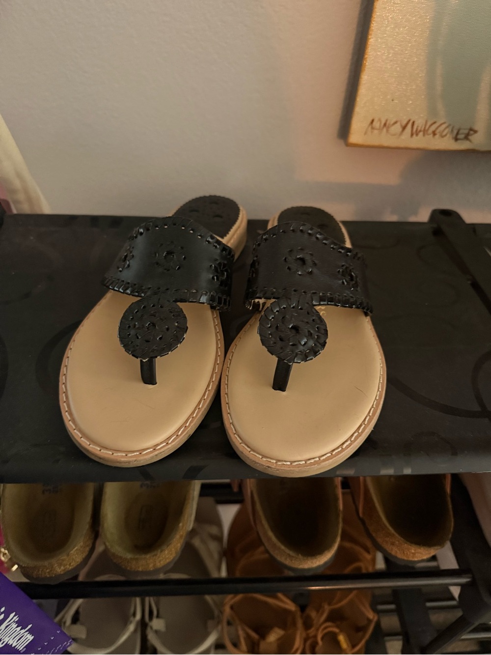 Women's Black Leather Jack Rogers 7.5